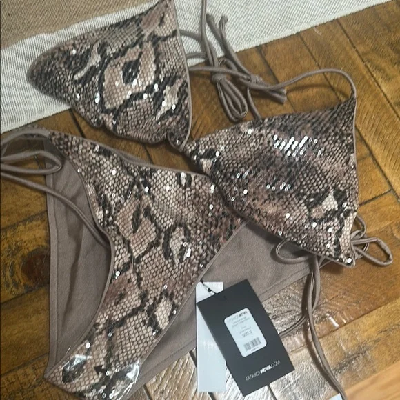 Fashion Nova Snake Print Sequin Bikini - Picture 1 of 4